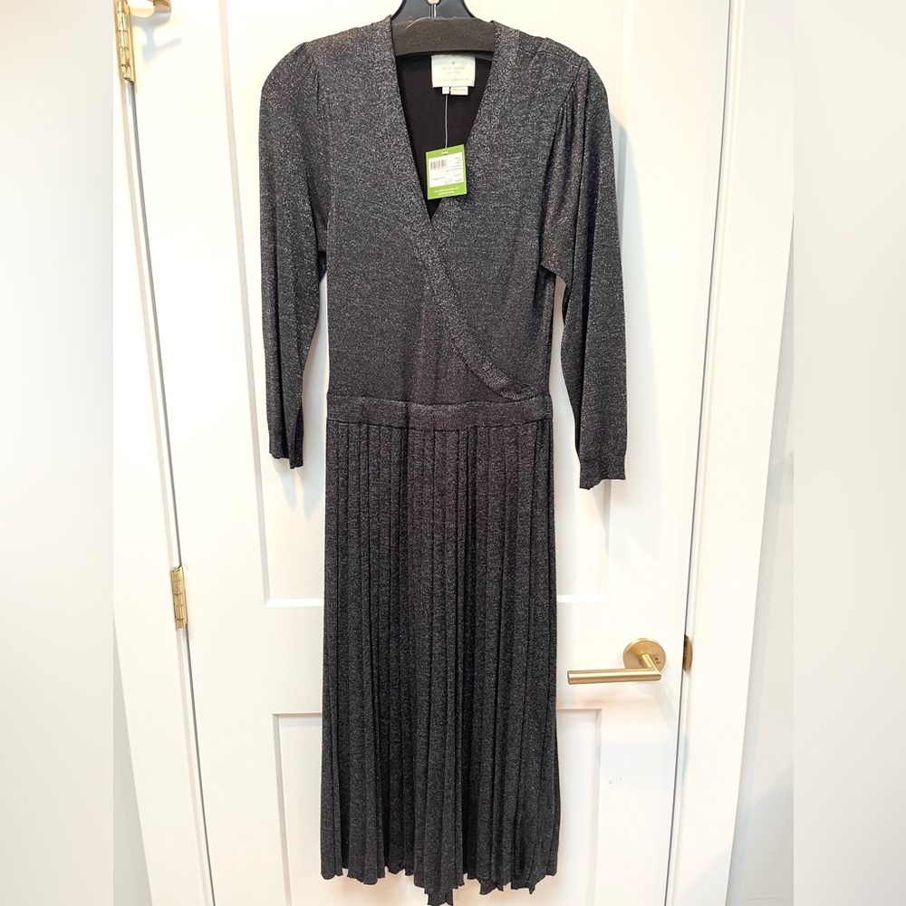 Kate Spade Metallic Wrap Sweater Dress Size M NWT